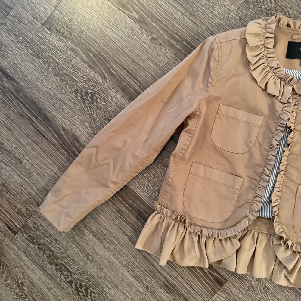 J. Crew Tan Ruffle Chino Jacket - Picture 2 of 9